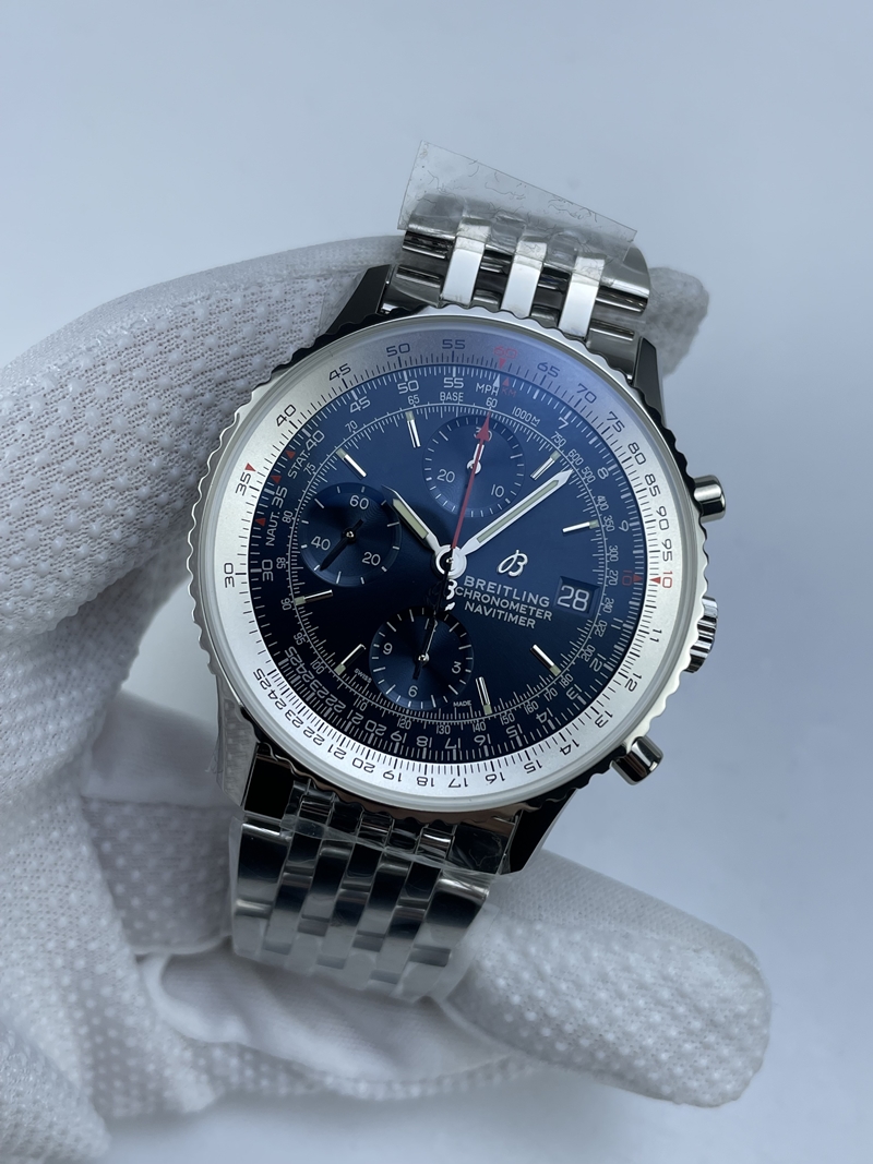 (준비완료/특급배송)NO.2583/ KOR공장 브라이틀링 네비타이머 41MM 블루 브슬+가죽 A13324121C1A1